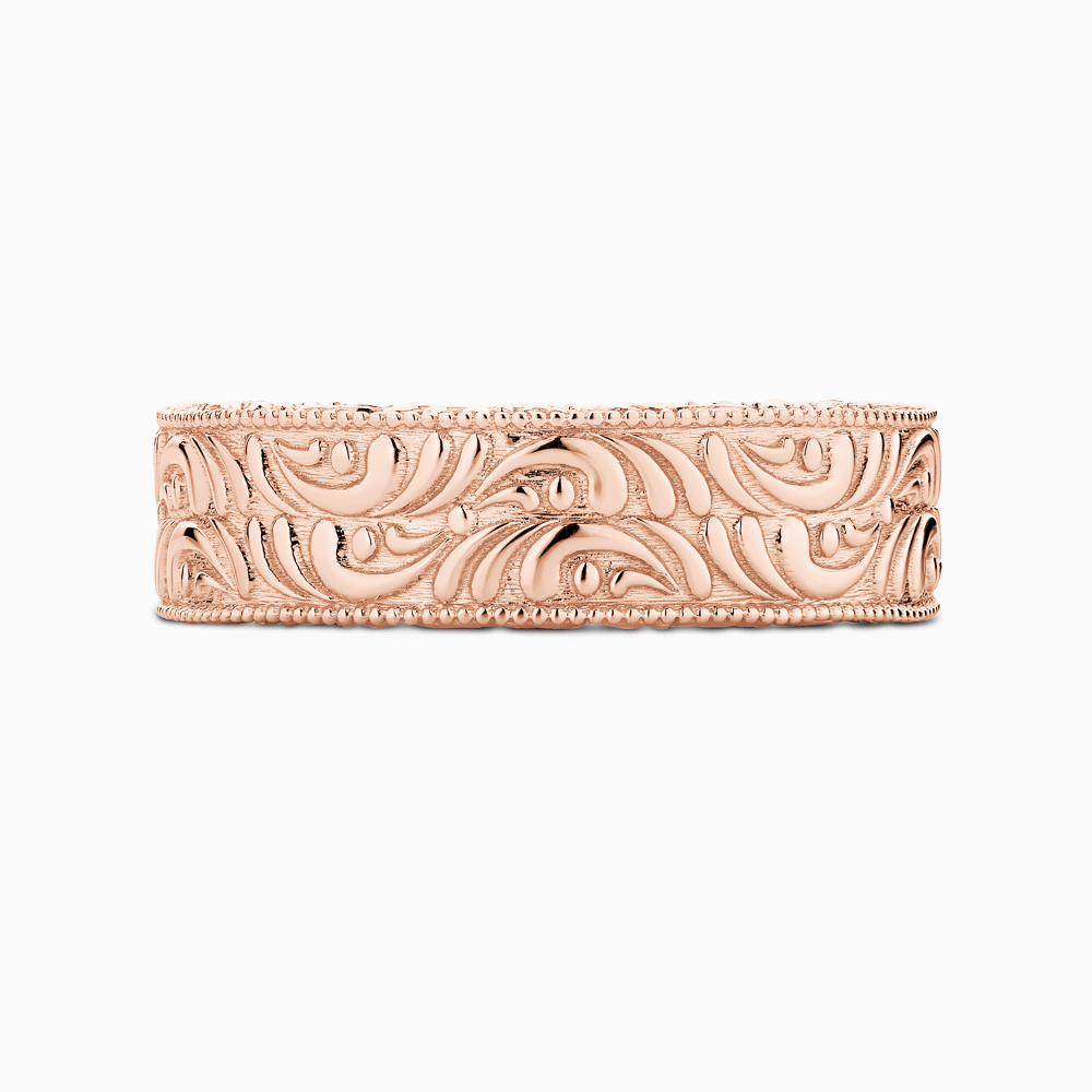 The Ecksand Signature Vintage Wedding Ring shown with Band: 6mm in 14k Rose Gold