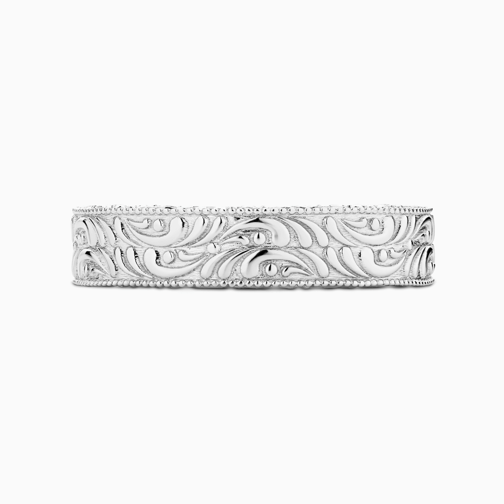 The Ecksand Signature Vintage Wedding Ring shown with Band: 5mm in 18k White Gold
