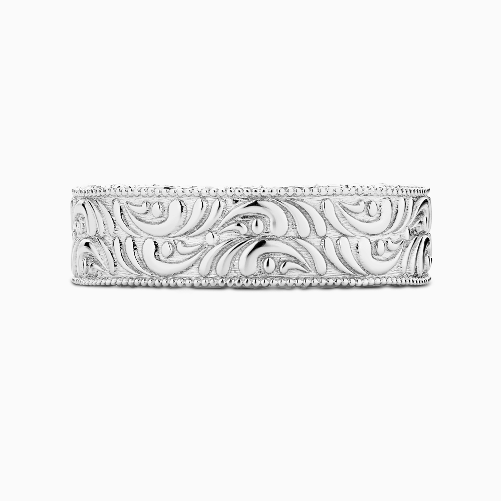 The Ecksand Signature Vintage Wedding Ring shown with Band: 6mm in 18k White Gold