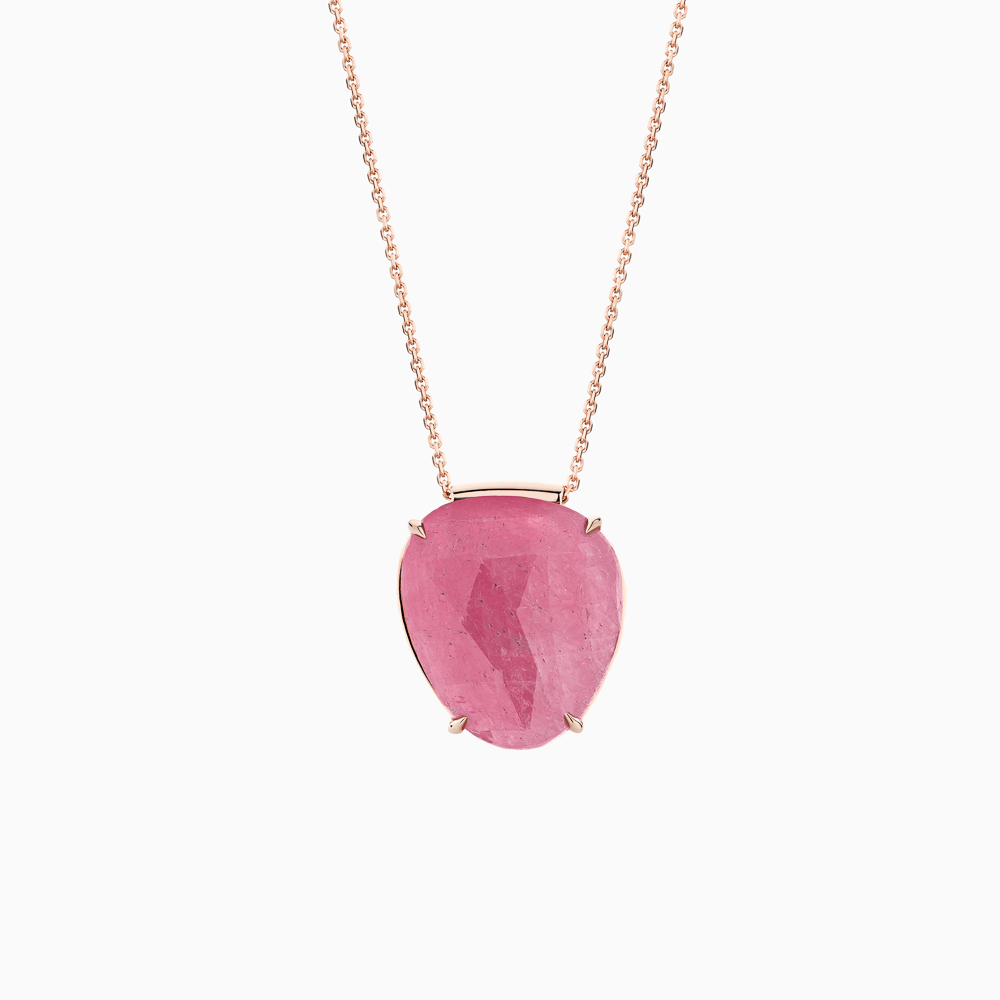 The Ecksand Rose-Cut Pink Sapphire Pendant Necklace shown with  in 14k Rose Gold