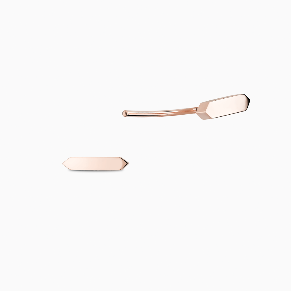 The Ecksand Pointed Duel Bar Stud Earrings shown with  in 14k Rose Gold
