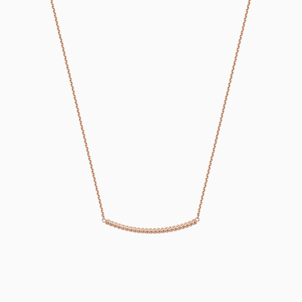 The Ecksand Twisted Gold Bar Necklace shown with  in 14k Rose Gold