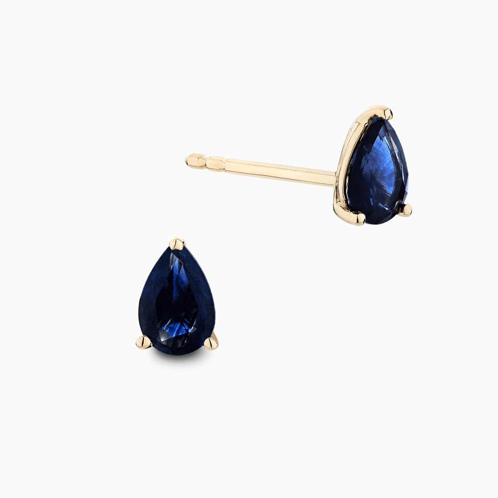 The Ecksand Pear-Cut Blue Sapphire Stud Earrings shown with  in 14k Yellow Gold