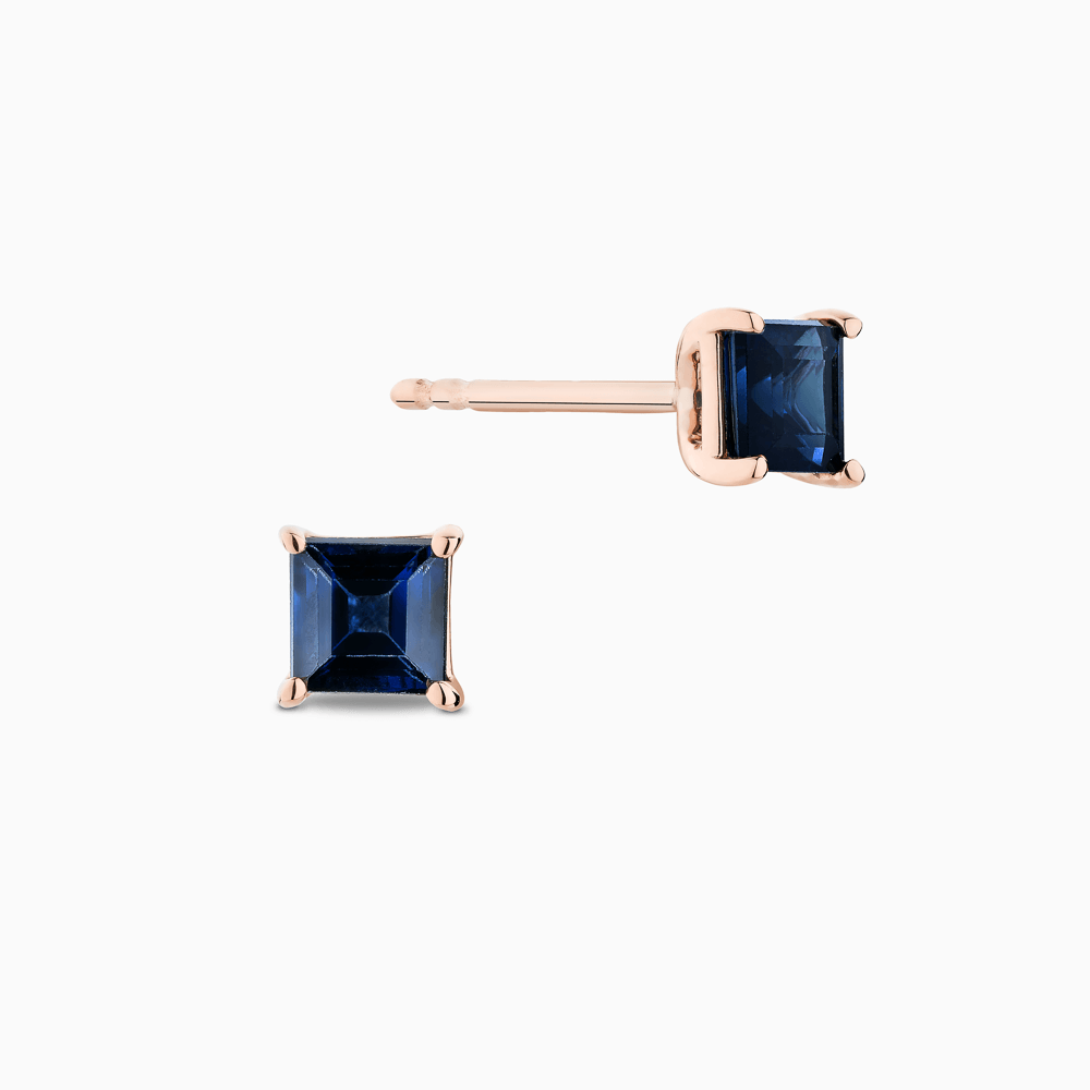 The Ecksand Princess-Cut Blue Sapphire Stud Earrings shown with  in 14k Rose Gold