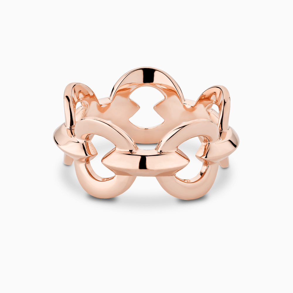 The Ecksand Duel Gold Chain Ring shown with  in 14k Rose Gold