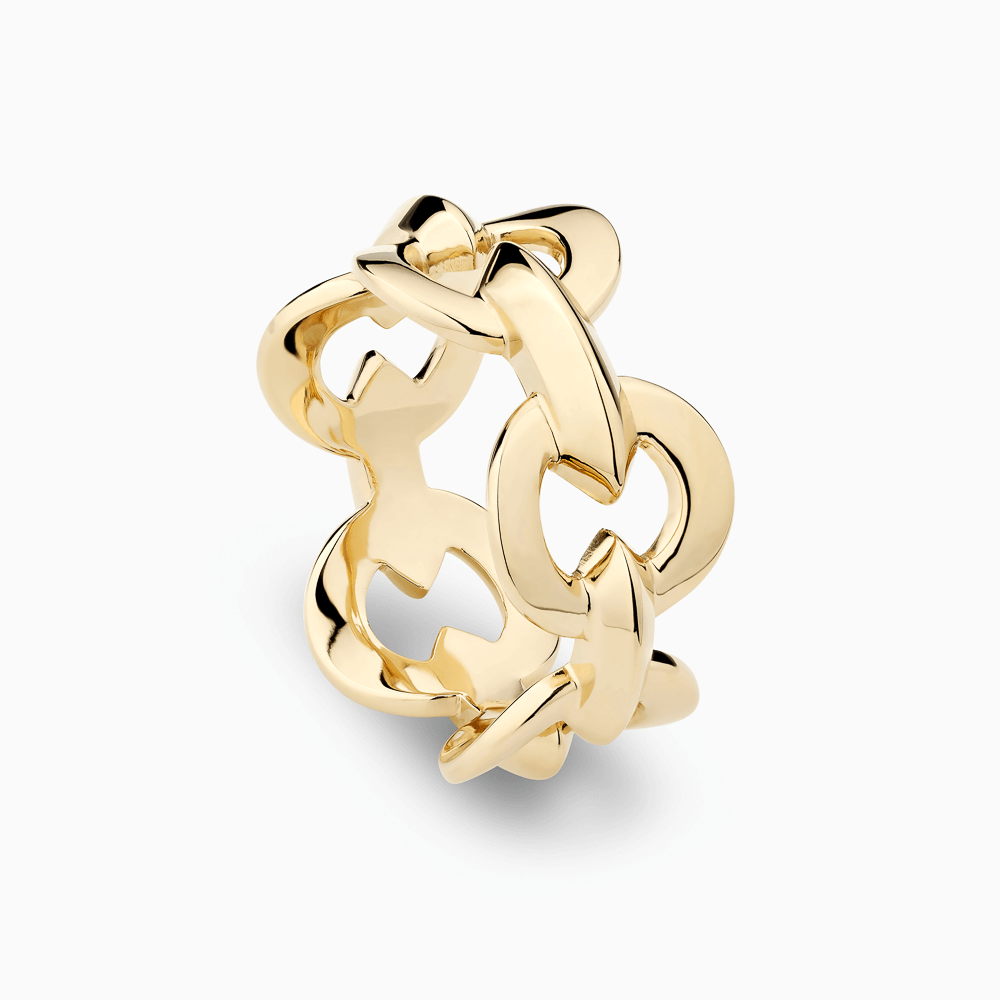 The Ecksand Duel Gold Chain Ring shown with  in 