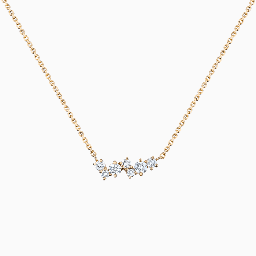 The Ecksand Cluster Diamond Pendant Necklace shown with Natural VS2+/ F+ in 14k Yellow Gold
