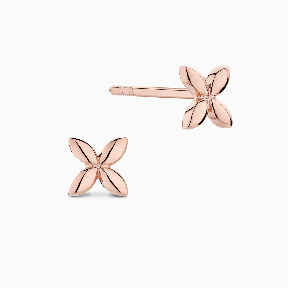 The Ecksand Gold Butterfly Stud Earrings shown with  in 14k Rose Gold