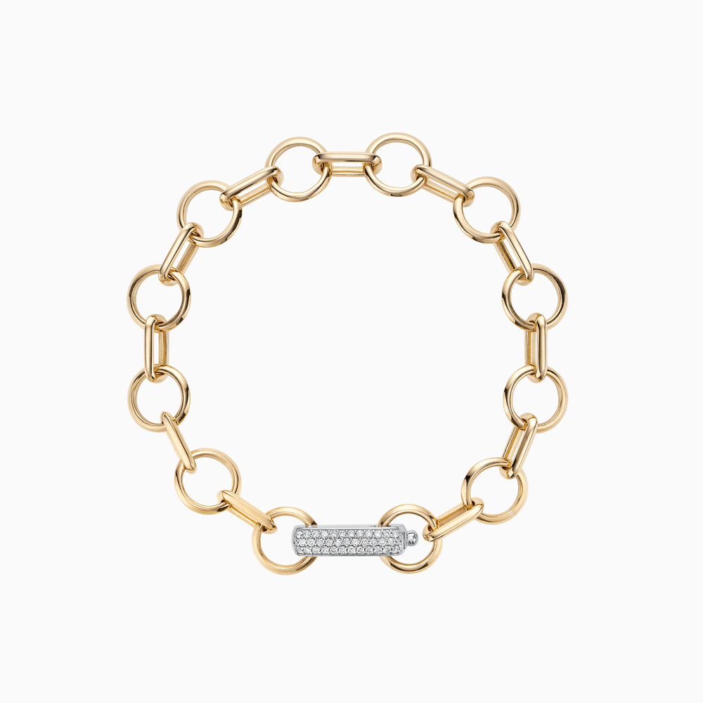The Ecksand Duel Oversized Diamond Chain Bracelet shown with Natural VS2+/ F+ in 14k Yellow Gold