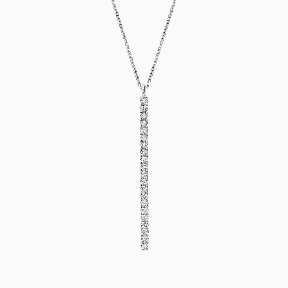 The Ecksand Diamond Bar Lariat Necklace shown with Natural VS2+/ F+ in 18k White Gold