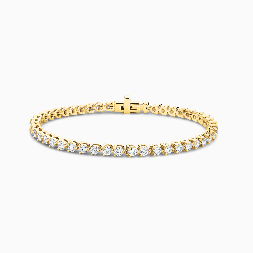 The Ecksand Three-Prong Diamond Tennis Bracelet shown with Natural VS2+/F+ in 14k Yellow Gold