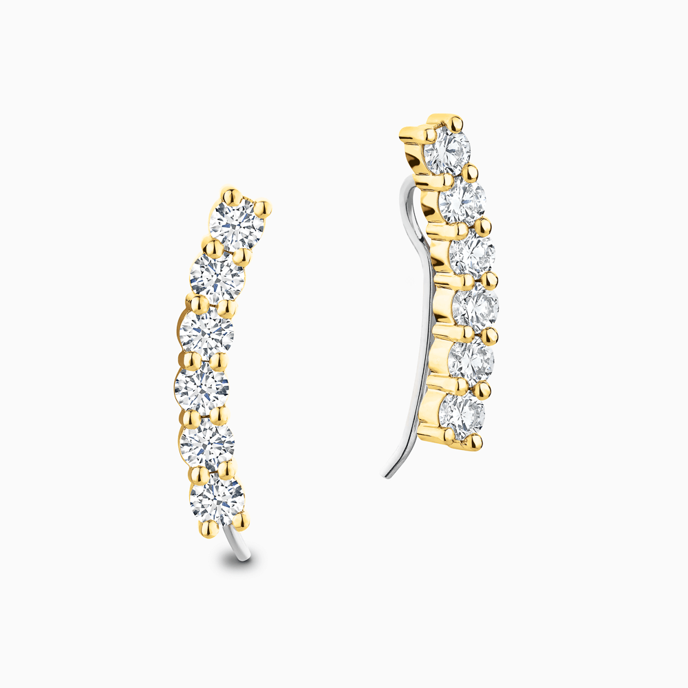 The Ecksand Diamond Crawler Earrings shown with Natural VS2+/ F+ in 14k Yellow Gold