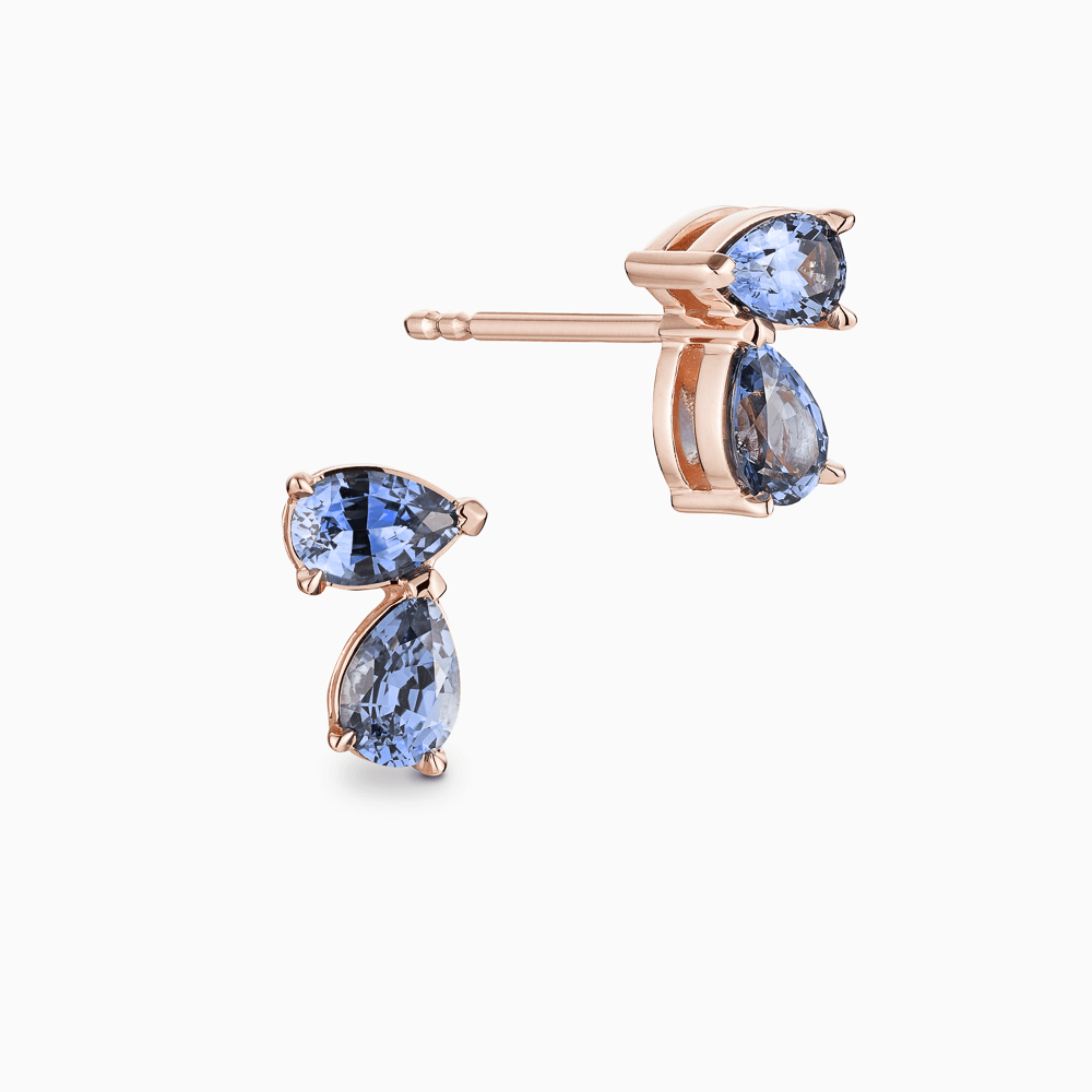 Two Stone Pear Cut Blue Sapphire Stud Earrings Ecksand