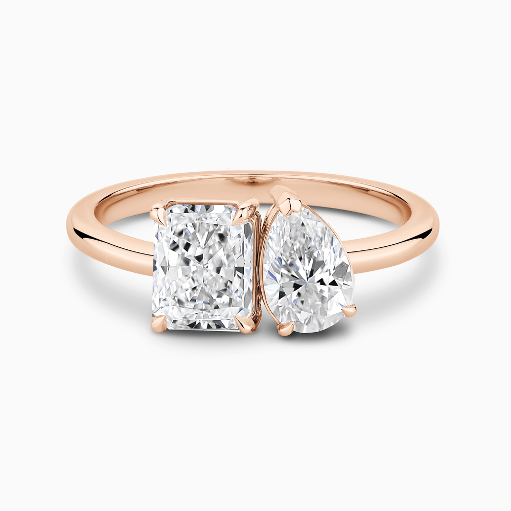 The Ecksand Two-Stone Diamond Engagement Ring shown with Radiant in 14k Rose Gold