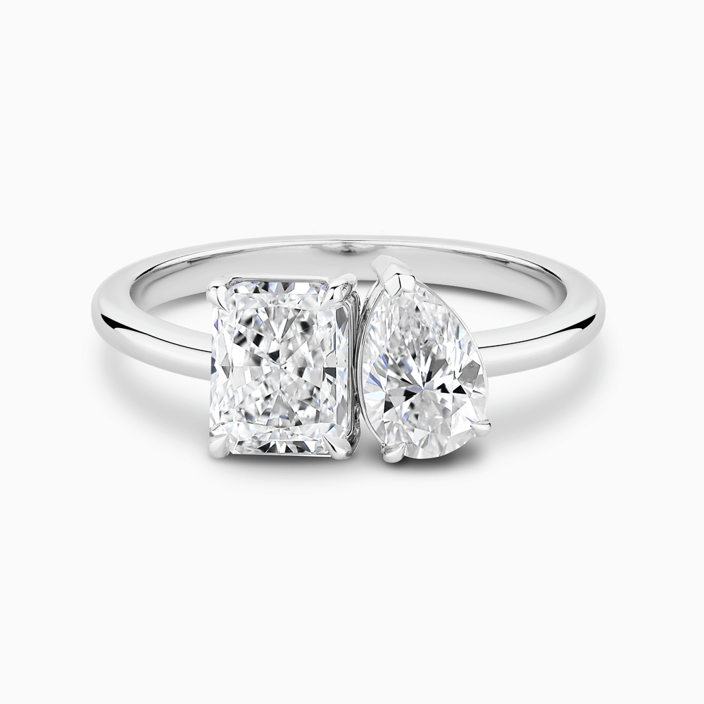The Ecksand Two-Stone Diamond Engagement Ring shown with Radiant in 18k White Gold