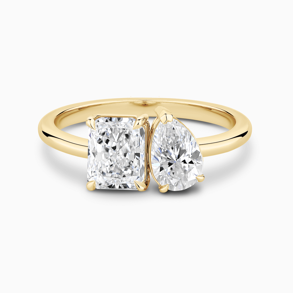 The Ecksand Two-Stone Diamond Engagement Ring shown with Radiant in 18k Yellow Gold
