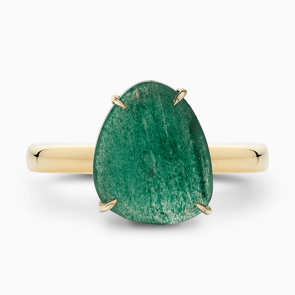 The Ecksand Rose-Cut Aventurine Cocktail Ring shown with  in 14k Yellow Gold
