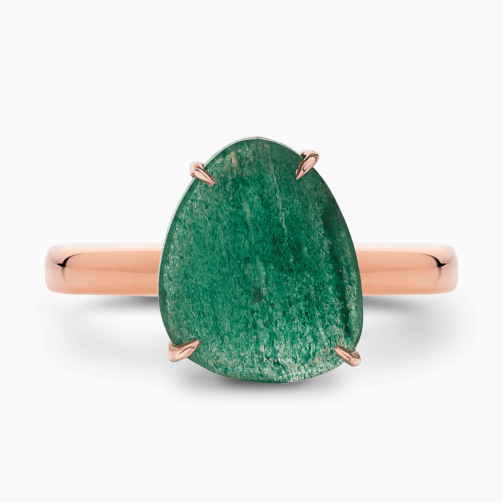 The Ecksand Rose-Cut Aventurine Cocktail Ring shown with  in 14k Rose Gold