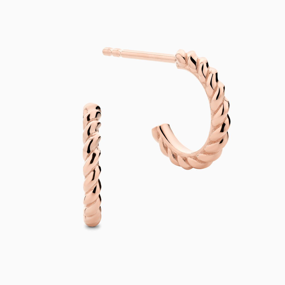 The Ecksand Twisted Gold Hoop Earrings shown with  in 14k Rose Gold