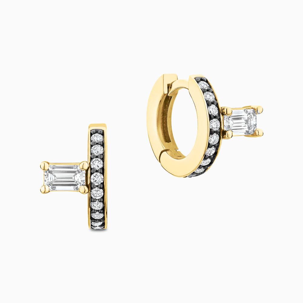 The Ecksand Blackened Gold Huggie Earrings With Side Diamonds shown with Natural VS2+/ F+ in 14k Yellow Gold