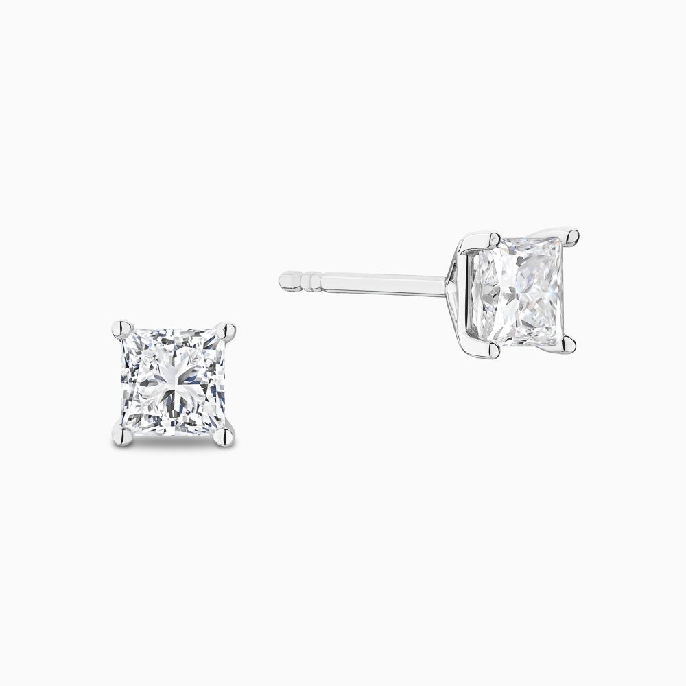 The Ecksand Princess-Cut Diamond Stud Earrings shown with Lab-grown VS2+/ F+ in 18k White Gold