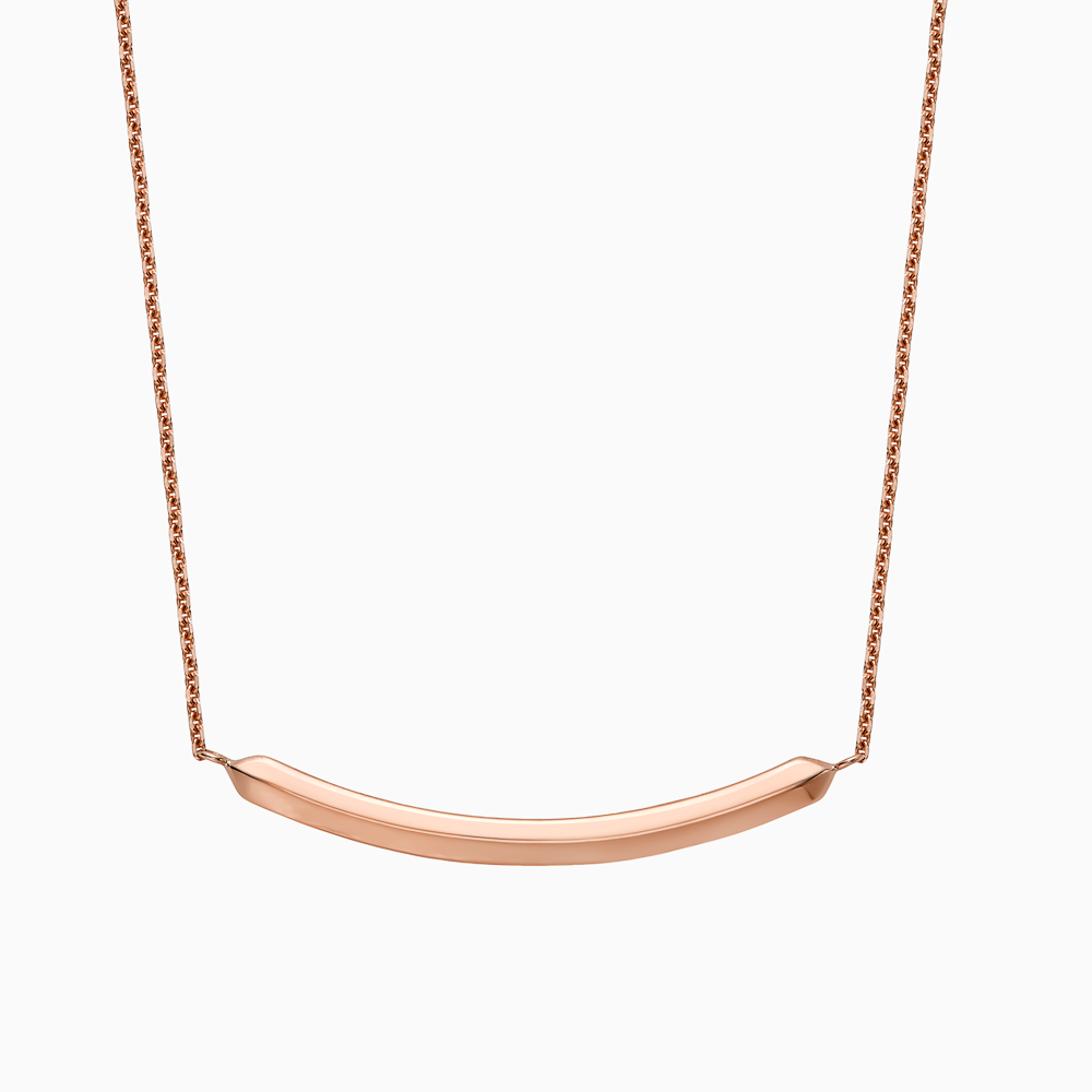 The Ecksand Duel Curved Gold Bar Necklace shown with  in 14k Rose Gold