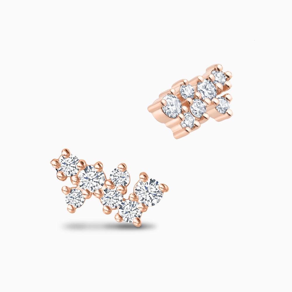 The Ecksand Cluster Diamond Crawler Earrings shown with Natural VS2+/ F+ in 14k Rose Gold