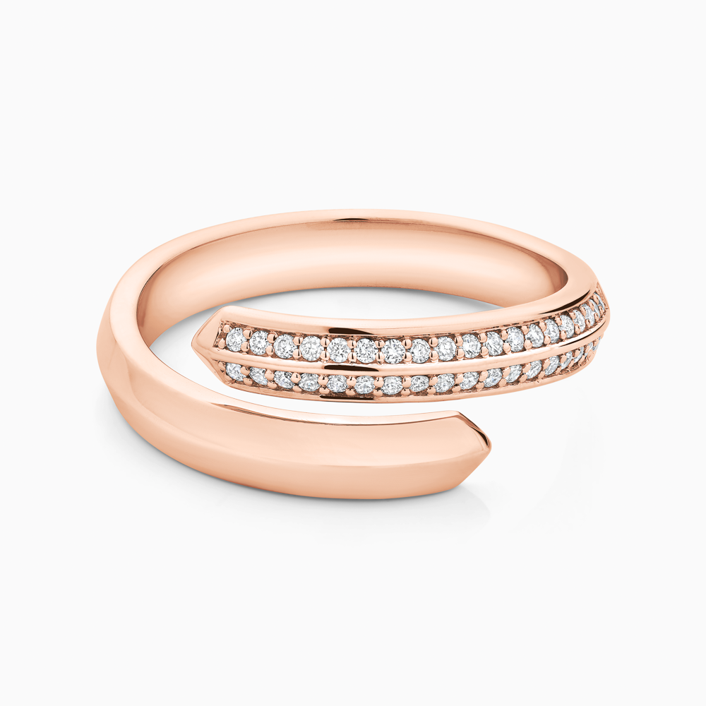 The Ecksand Diamond Pavé Duel Wrap Ring shown with Natural VS2+/ F+ in 14k Rose Gold