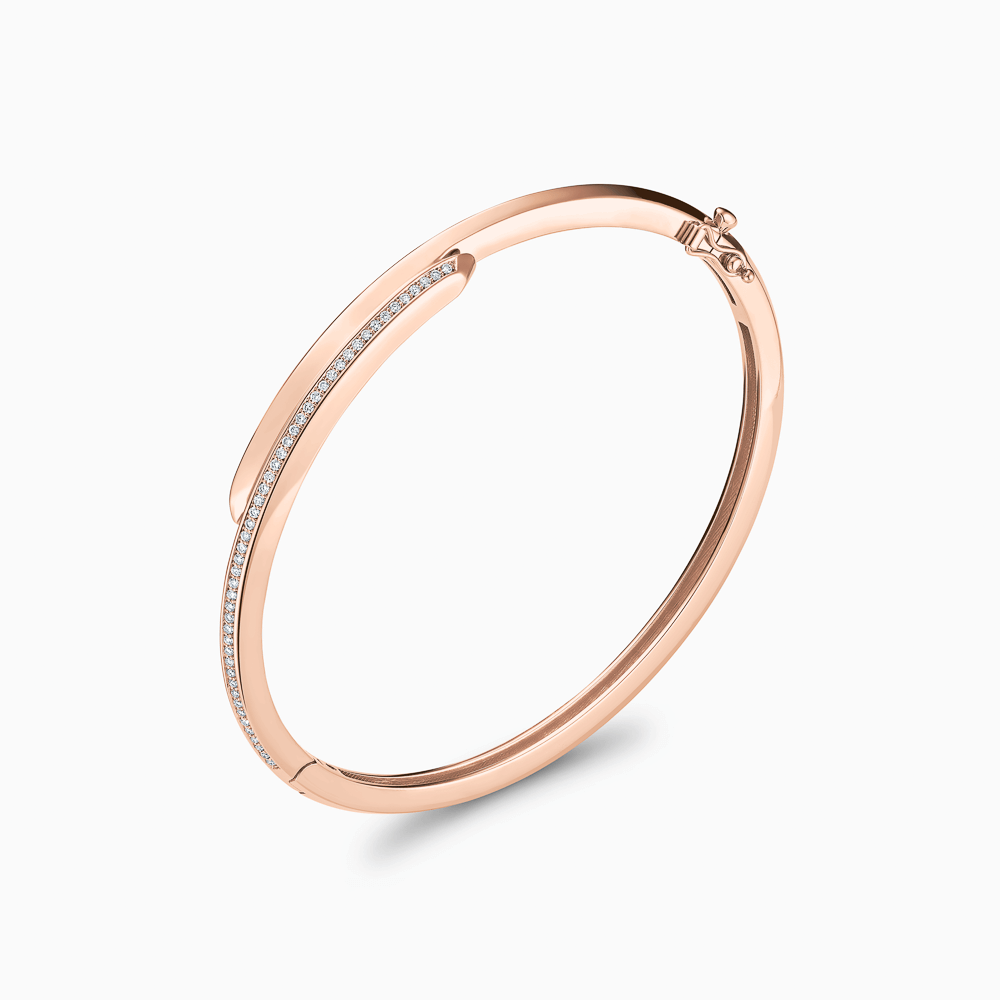 The Ecksand Diamond Pavé Duel Wrap Bangle shown with Natural VS2+/ F+ in 14k Rose Gold