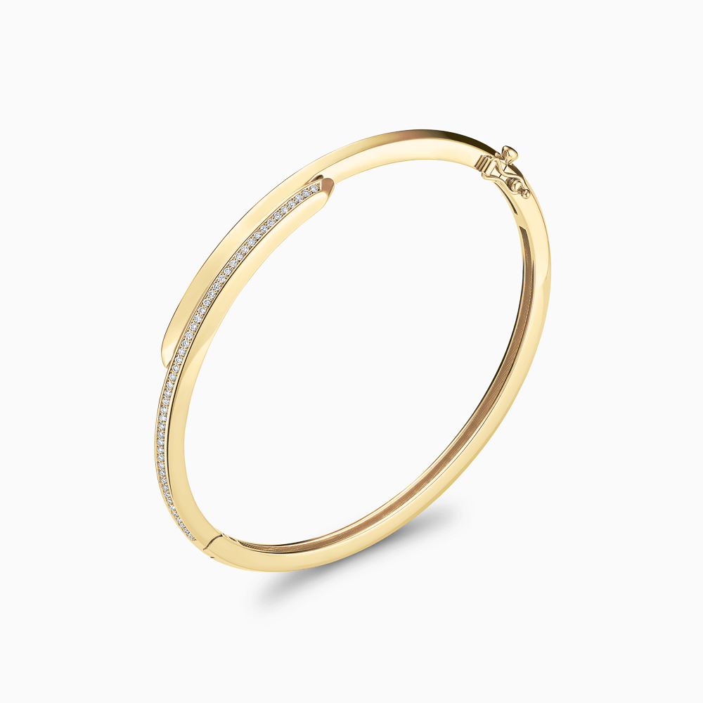The Ecksand Diamond Pavé Duel Wrap Bangle shown with Natural VS2+/ F+ in 14k Yellow Gold