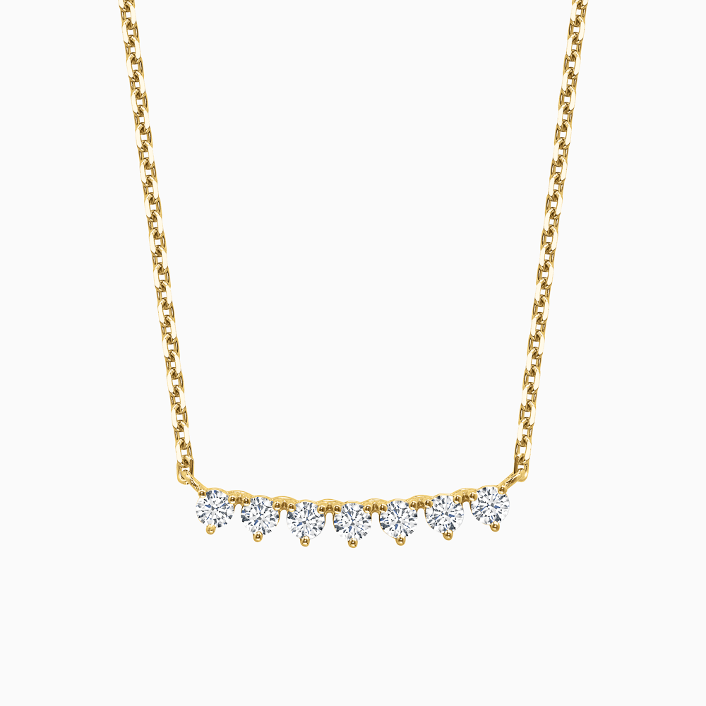 The Ecksand Seven-Diamond Bar Necklace shown with Natural, VS2+/ F+ in 14k Yellow Gold