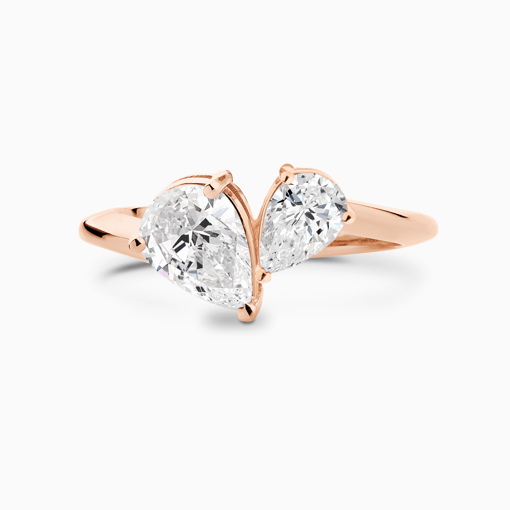 The Ecksand Two-Stone Pear-Cut Diamond Engagement Ring shown with Pear in 14k Rose Gold