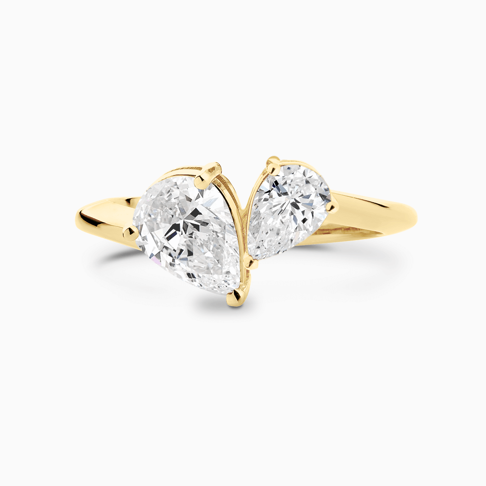 The Ecksand Two-Stone Pear-Cut Diamond Engagement Ring shown with Pear in 18k Yellow Gold