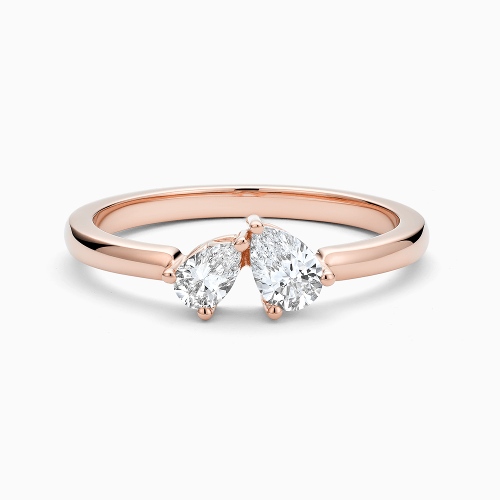The Ecksand Knot-Basket Two-Stone Diamond Engagement Ring shown with Pear in 14k Rose Gold
