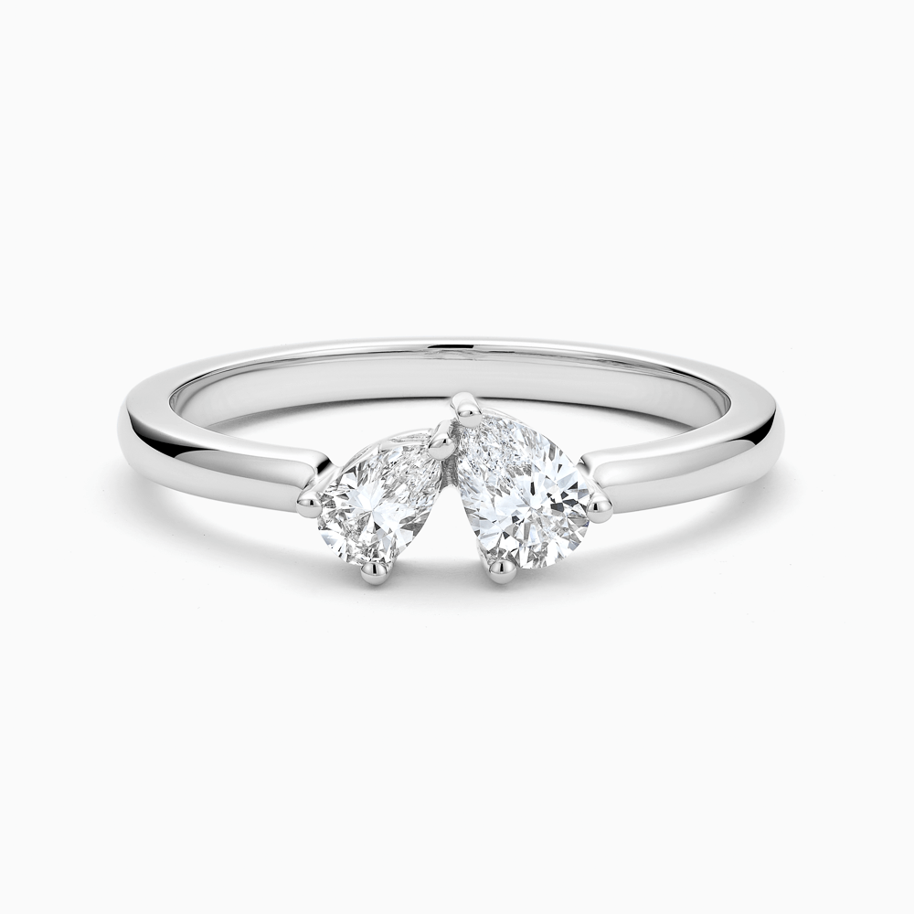 The Ecksand Love-Knot Two-Stone Diamond Engagement Ring shown with Pear in 18k White Gold