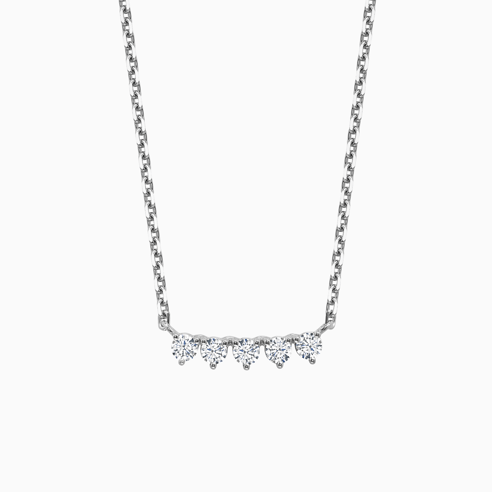 The Ecksand Five-Diamond Bar Necklace shown with Natural VS2+/ F+ in 18k White Gold