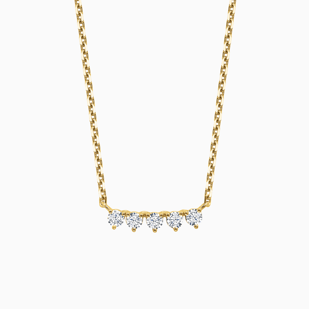 The Ecksand Five-Diamond Bar Necklace shown with Natural VS2+/ F+ in 14k Yellow Gold