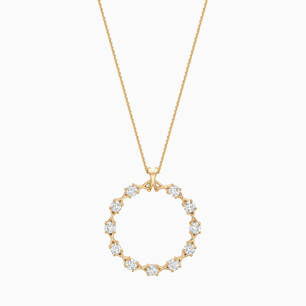 The Ecksand X's and O Diamond Pendant Necklace shown with Lab-grown VS2+/ F+ in 14k Yellow Gold