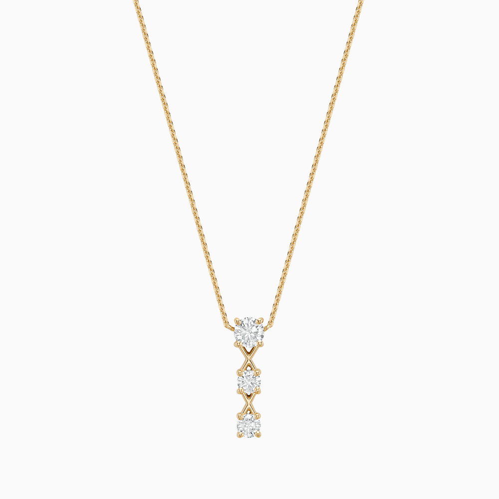 The Ecksand Interlocking X's Diamond Drop Necklace shown with 0.65ctw Natural VS2+/ F+ in 14k Yellow Gold