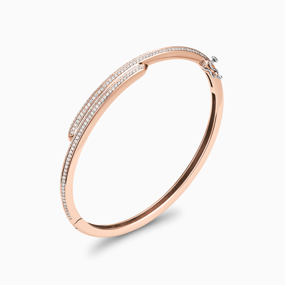 The Ecksand Double Diamond Pavé Wrap Bangle shown with Natural VS2+/ F+ in 14k Rose Gold