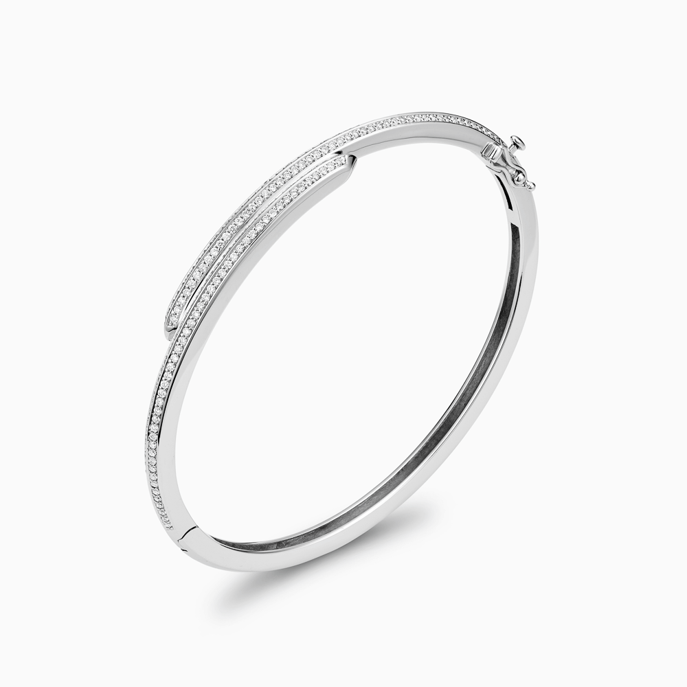 The Ecksand Double Diamond Pavé Wrap Bangle shown with Natural VS2+/ F+ in 18k White Gold