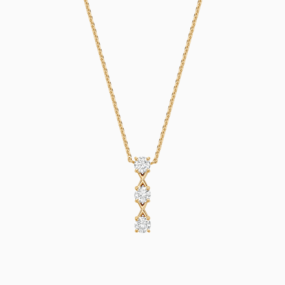 The Ecksand Interlocking X's Diamond Drop Necklace shown with 0.45ctw Natural VS2+/ F+ in 14k Yellow Gold