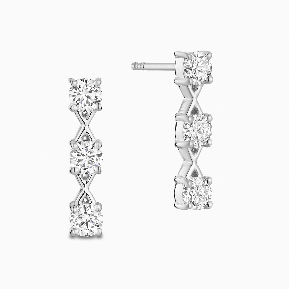 The Ecksand Interlocking X's Diamond Drop Earrings shown with Natural VS2+/ F+ in 18k White Gold