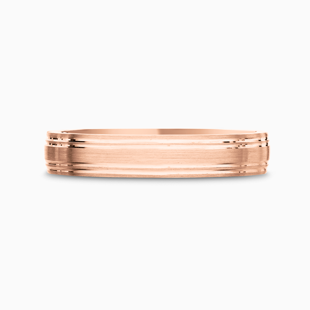 The Ecksand Grooved Wedding Ring shown with Band: 4mm in 14k Rose Gold