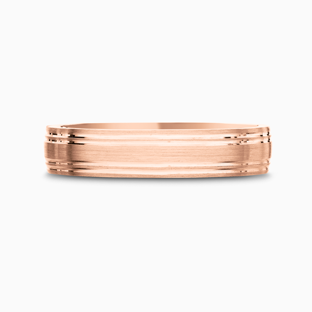 The Ecksand Grooved Wedding Ring shown with Band: 5mm in 14k Rose Gold