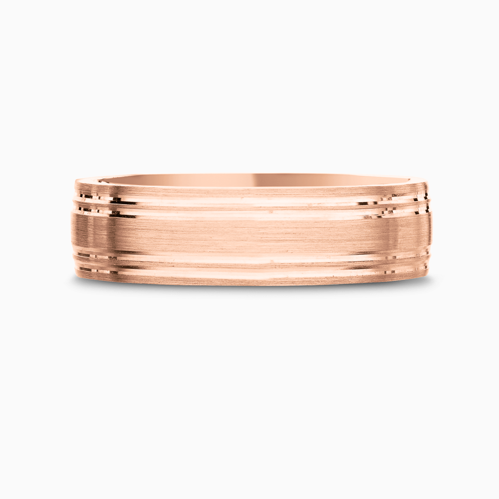 The Ecksand Grooved Wedding Ring shown with Band: 6mm in 14k Rose Gold