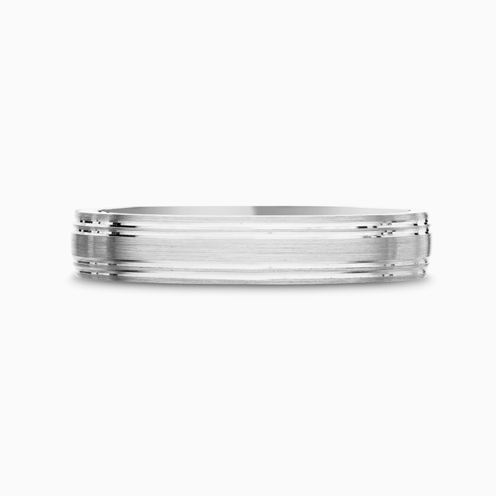 The Ecksand Grooved Wedding Ring shown with Band: 4mm in 18k White Gold