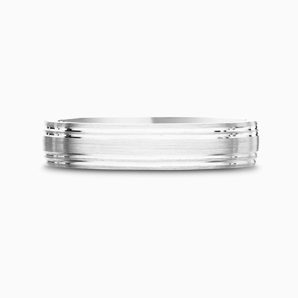 The Ecksand Grooved Wedding Ring shown with Band: 5mm in 18k White Gold