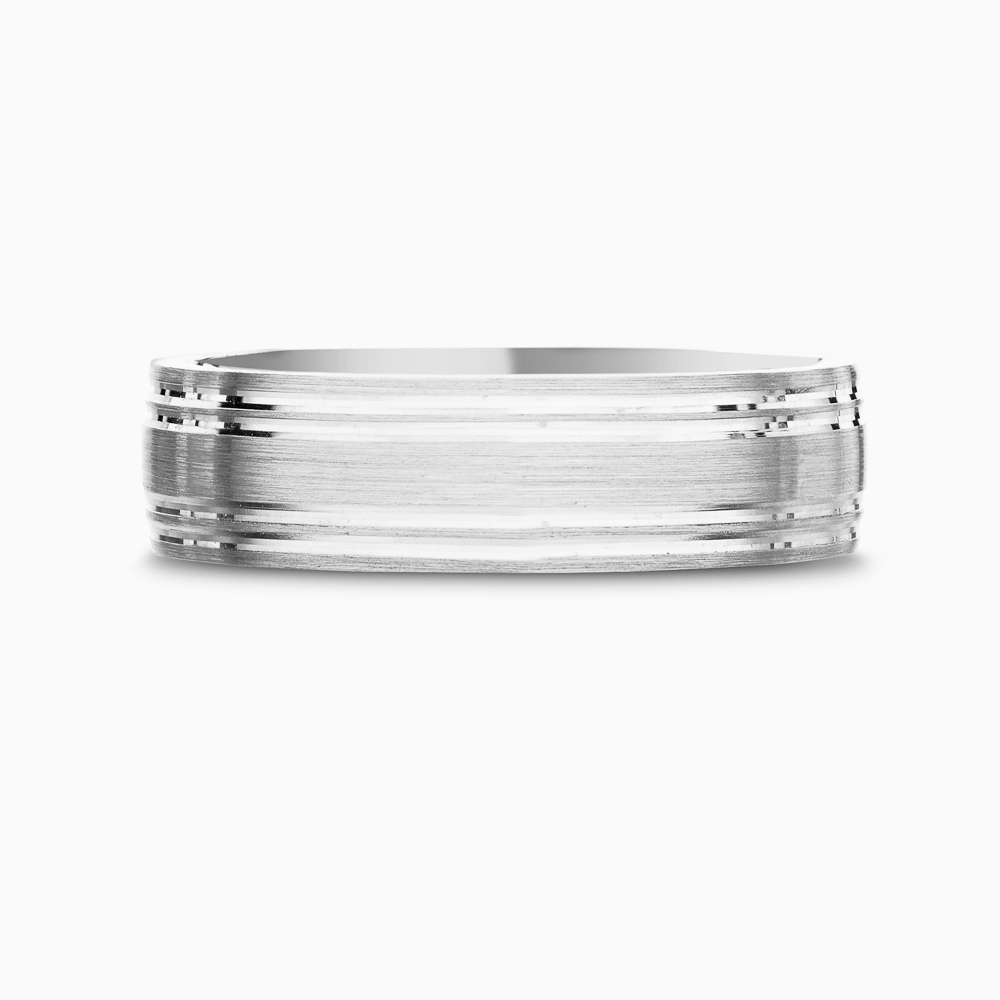 The Ecksand Grooved Wedding Ring shown with Band: 6mm in 18k White Gold