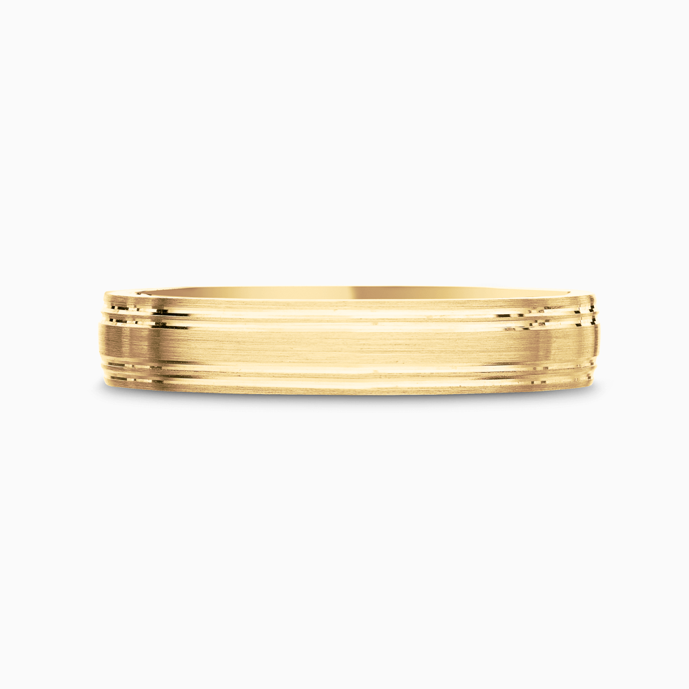 The Ecksand Grooved Wedding Ring shown with Band: 4mm in 18k Yellow Gold